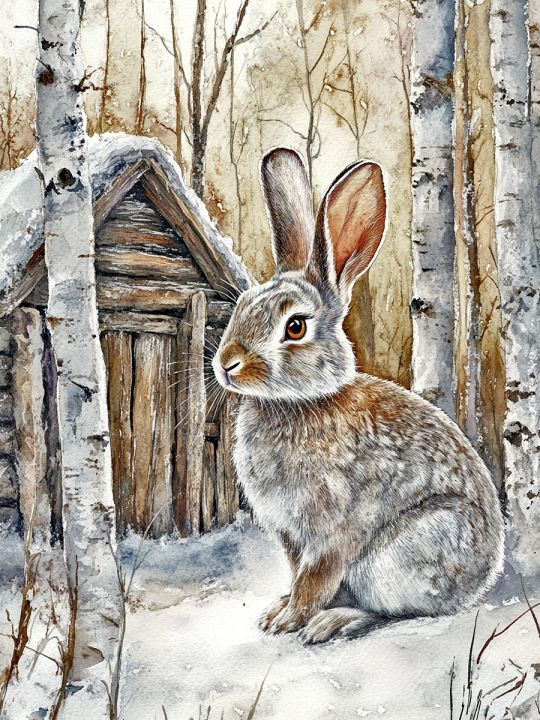 Алмазная мозаика без подрамника «Серый зайка» 50x40 см