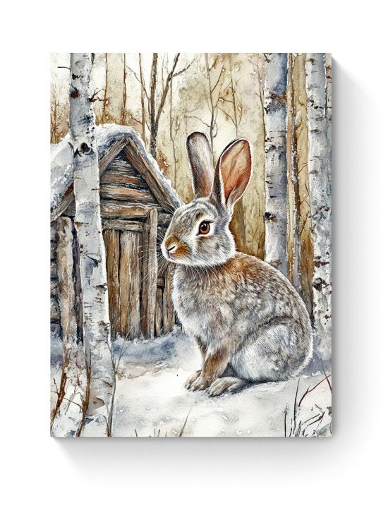 Алмазная мозаика на подрамнике «Серый зайка» 90x70 см