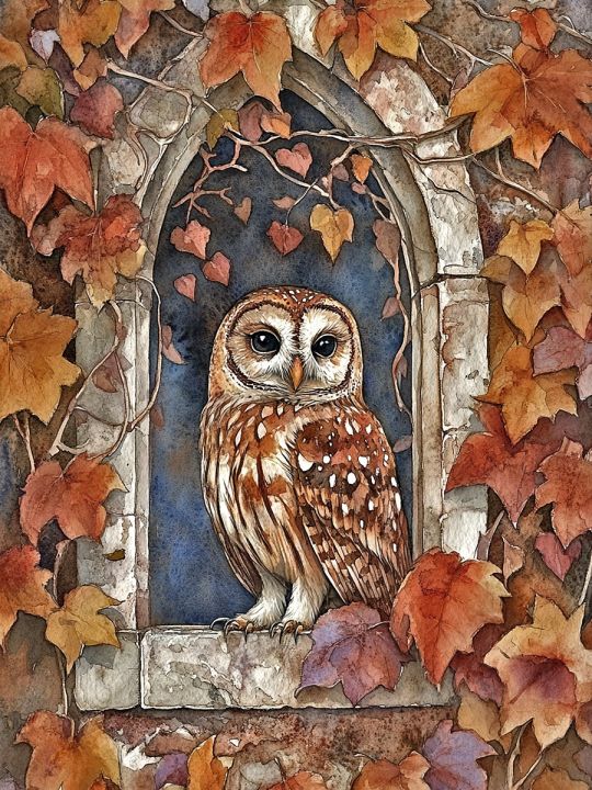 Алмазная мозаика без подрамника «Совушка» 35x25 см