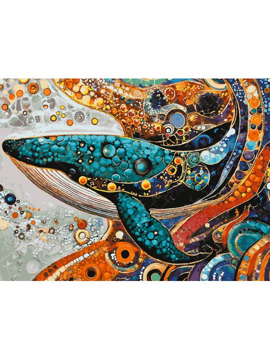 Картина по номерам без подрамника «Кит в узорах» 130x100 см