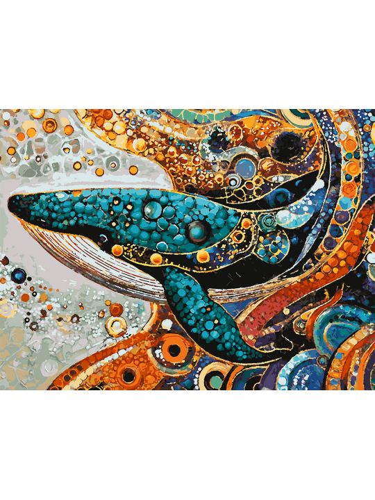 Картина по номерам без подрамника «Кит в узорах» 80x60 см