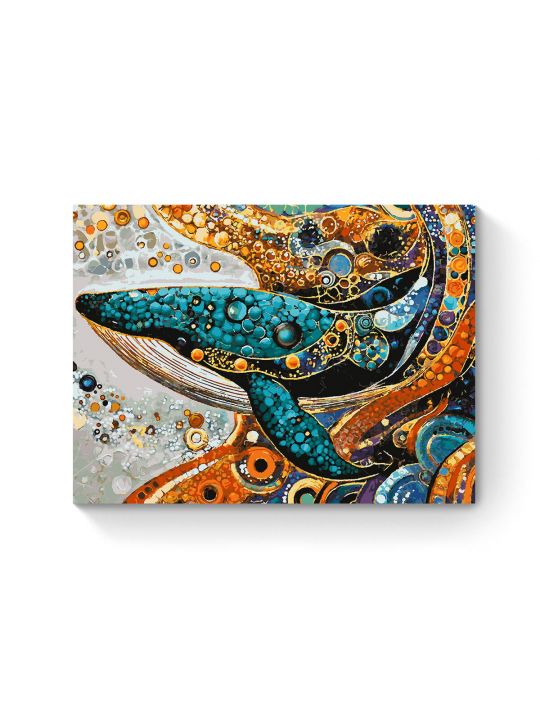 Картина по номерам на подрамнике «Кит в узорах» 90x70 см