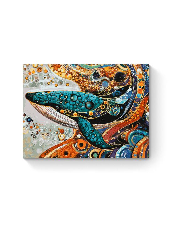 Картина по номерам на подрамнике «Кит в узорах» 80x60 см