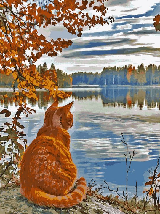 Картина по номерам без подрамника «Волжский кот» 130x100 см