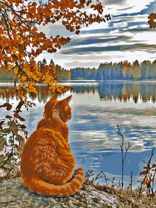 Картина по номерам без подрамника «Волжский кот» 80x60 см