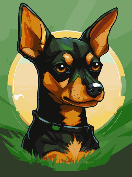 Картина по номерам без подрамника «Цвергпинчер» 80x60 см