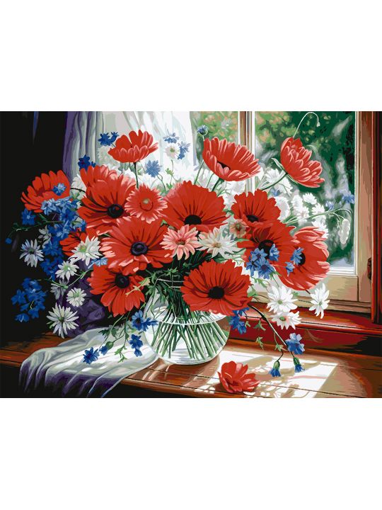 Картина по номерам без подрамника «Букет маков» 130x100 см