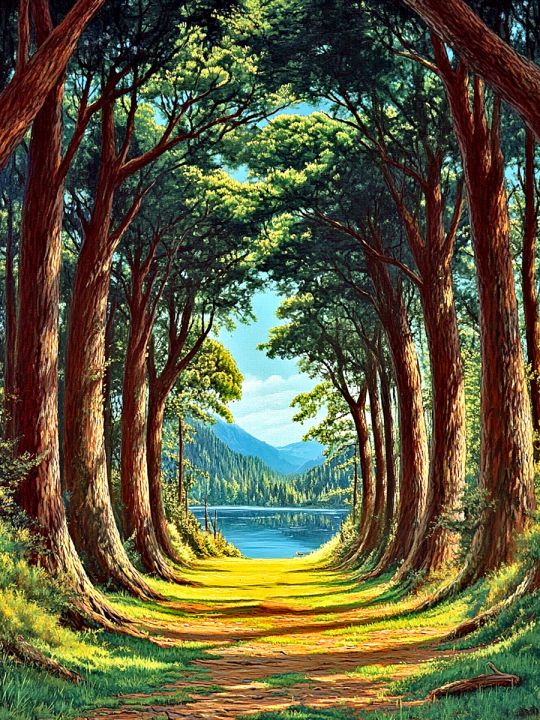 Алмазная мозаика без подрамника «Кедровый лес» 50x40 см