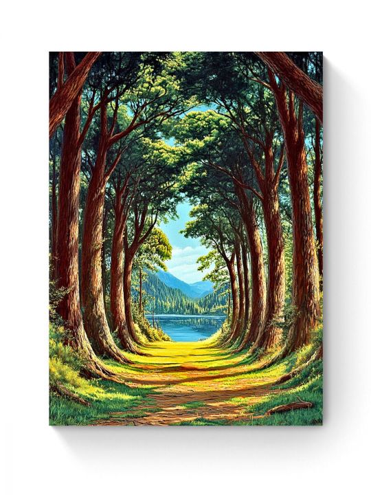 Алмазная мозаика на подрамнике «Кедровый лес» 60x45 см