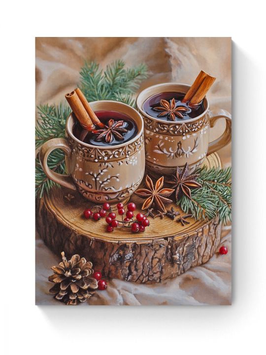 Алмазная мозаика на подрамнике «Новогодний пунш» 60x45 см