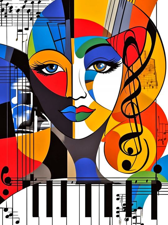 Алмазная мозаика без подрамника «Образ музыки» 90x70 см