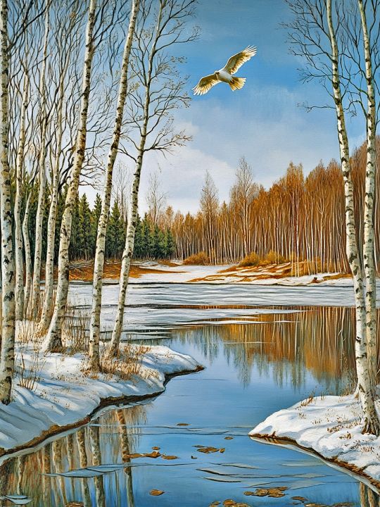 Алмазная мозаика без подрамника «Ранняя весна» 40x30 см