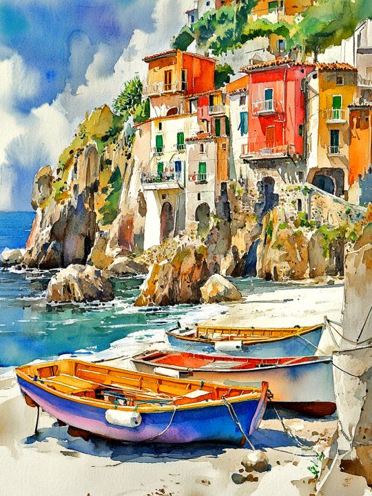 Алмазная мозаика без подрамника «Средиземноморье» 70x50 см