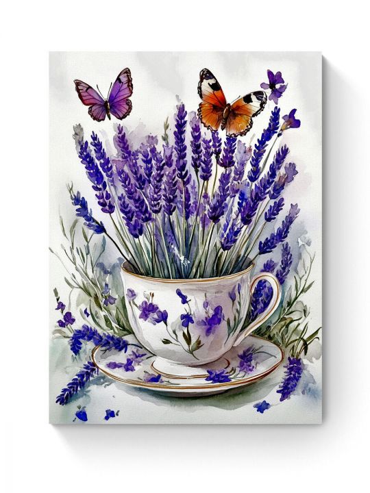 Алмазная мозаика на подрамнике «Чашечка лаванды» 40x30 см