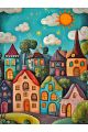 Алмазная мозаика без подрамника «Детский городок» 50x40 см