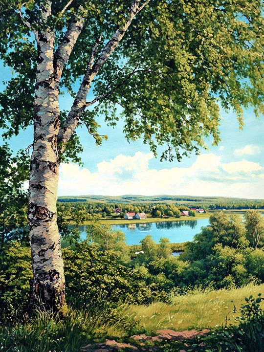 Алмазная мозаика без подрамника «Родные просторы» 25x20 см