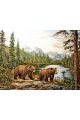 Алмазная мозаика без подрамника «Медведи у озера» 50x40 см