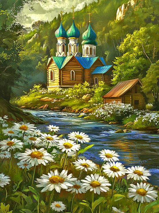 Алмазная мозаика без подрамника «Святое место» 50x40 см