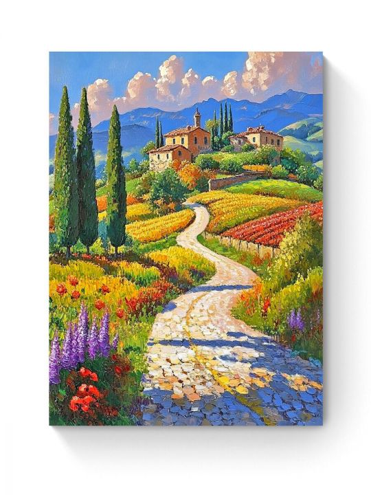 Алмазная мозаика на подрамнике «Пейзаж Тосканы» 40x30 см