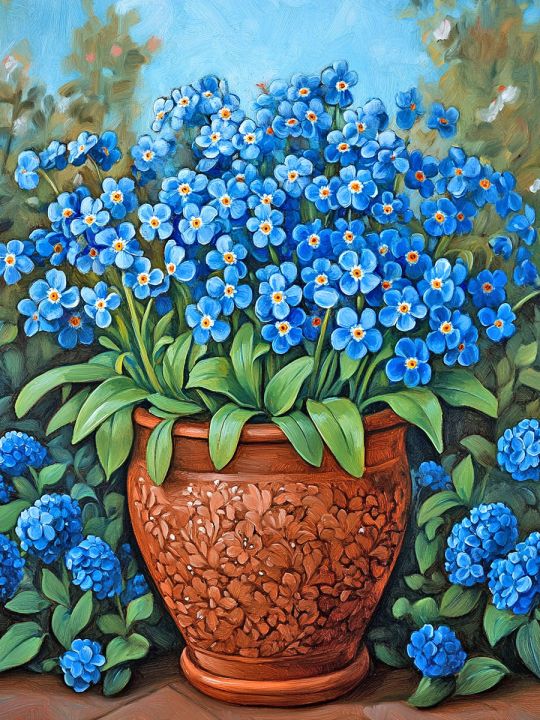 Алмазная мозаика без подрамника «Незабудки» 80x60 см