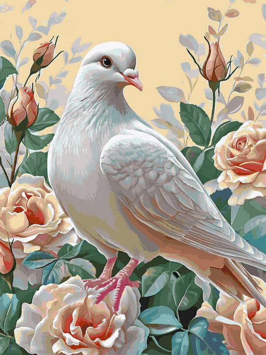 Картина по номерам без подрамника «Белая голубка» 130x100 см