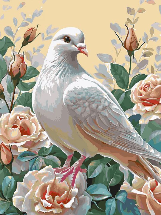 Картина по номерам без подрамника «Белая голубка» 80x60 см