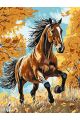 Картина по номерам без подрамника «Гнедой конь» 90x70 см