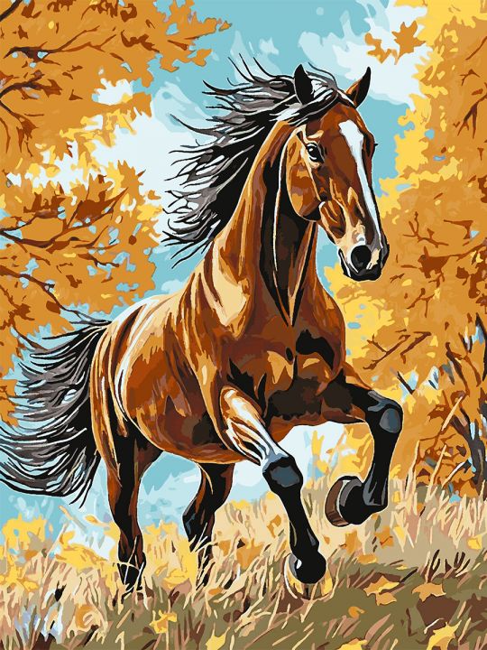 Картина по номерам без подрамника «Гнедой конь» 130x100 см