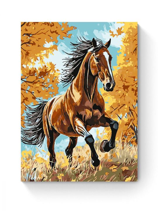 Картина по номерам на подрамнике «Гнедой конь» 90x70 см