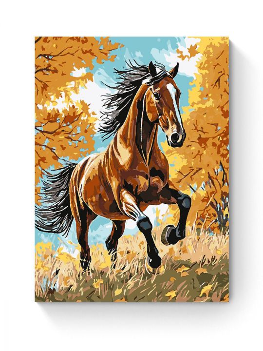 Картина по номерам на подрамнике «Гнедой конь» 80x60 см