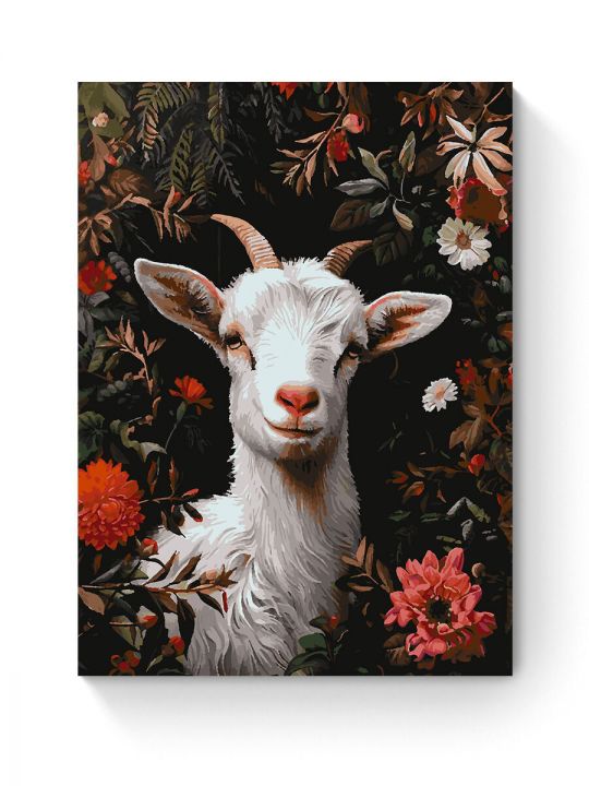 Картина по номерам на подрамнике «Белая козочка» 80x60 см