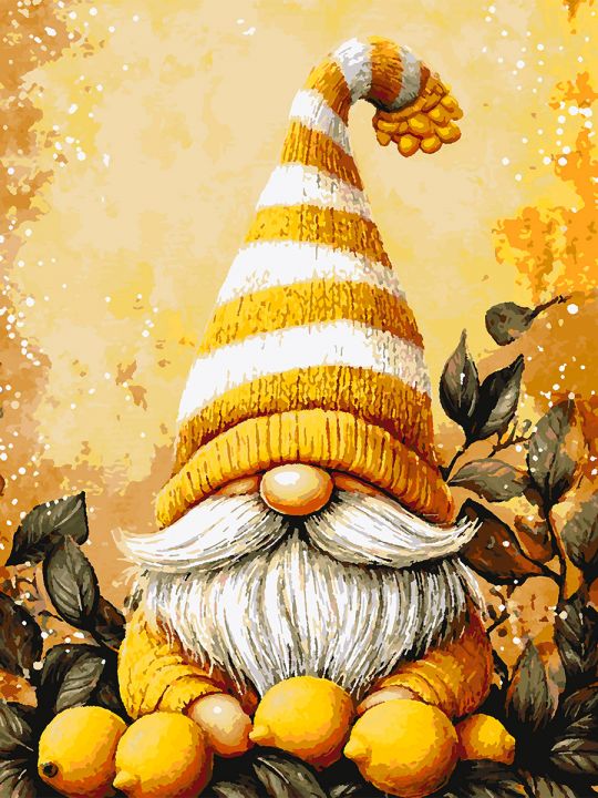 Картина по номерам без подрамника «Лимонный гном» 80x60 см