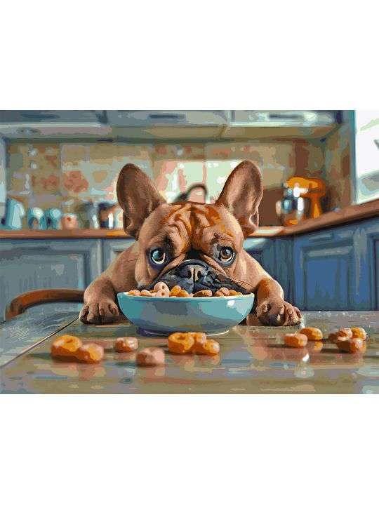Картина по номерам без подрамника «Бульдожек» 130x100 см