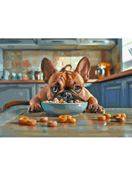 Картина по номерам без подрамника «Бульдожек» 80x60 см