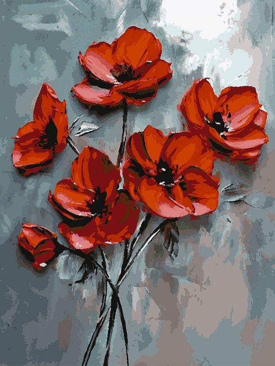 Картина по номерам без подрамника «Красные маки» 80x60 см