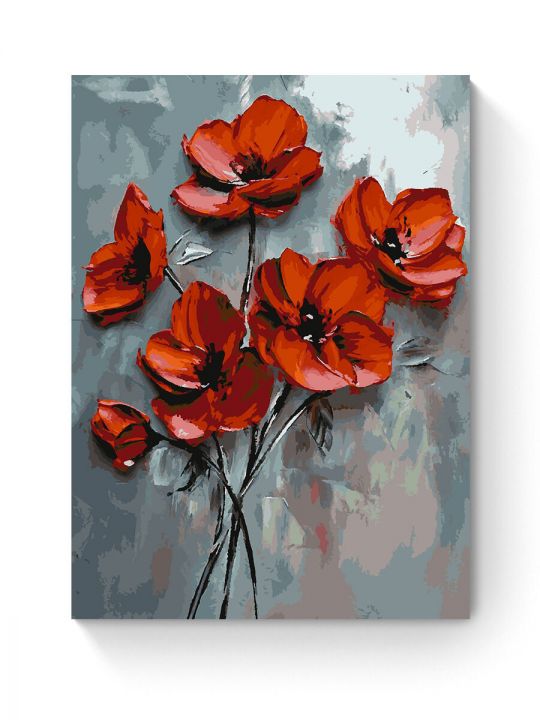 Картина по номерам на подрамнике «Красные маки» 90x70 см