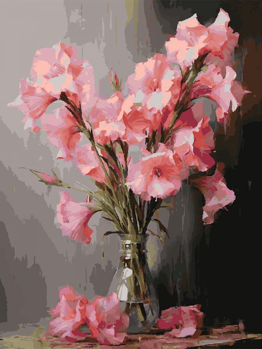 Картина по номерам без подрамника «Гладиолусы» 80x60 см