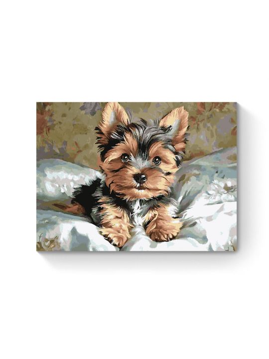 Картина по номерам на подрамнике «Йорк щенок» 90x70 см