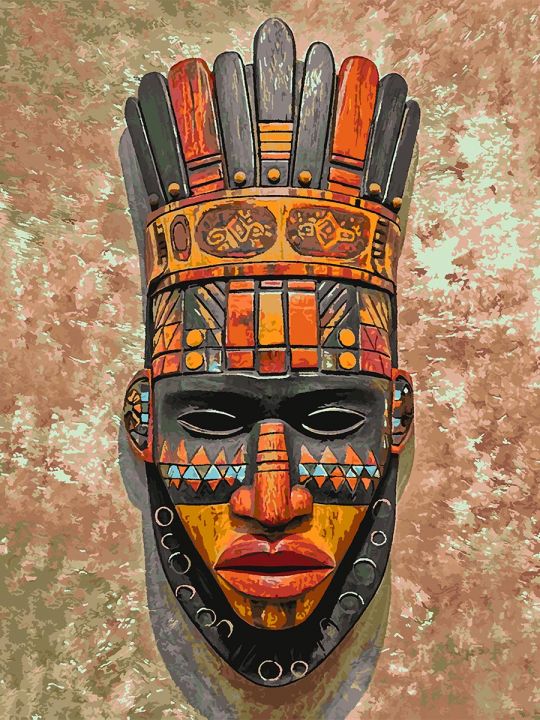 Картина по номерам без подрамника «Маска Африки» 130x100 см