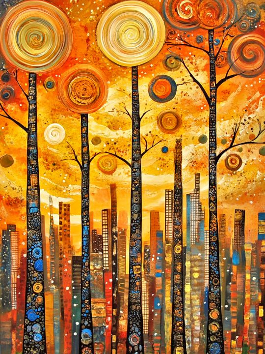 Алмазная мозаика без подрамника «Городской парк» 50x40 см