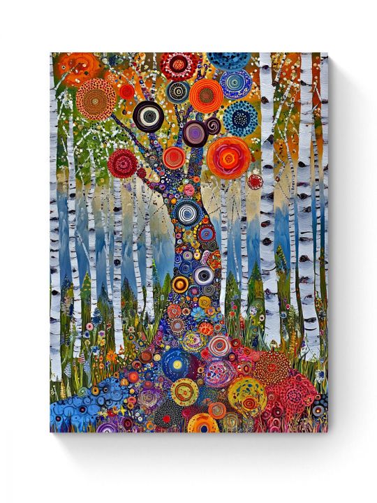 Алмазная мозаика на подрамнике «Березовая роща» 50x40 см