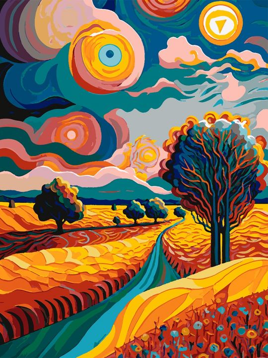 Картина по номерам без подрамника «Красочный вид» 90x70 см