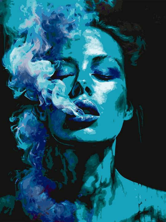 Картина по номерам без подрамника «Девушка и дым» 90x70 см