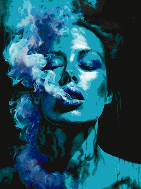 Картина по номерам без подрамника «Девушка и дым» 130x100 см