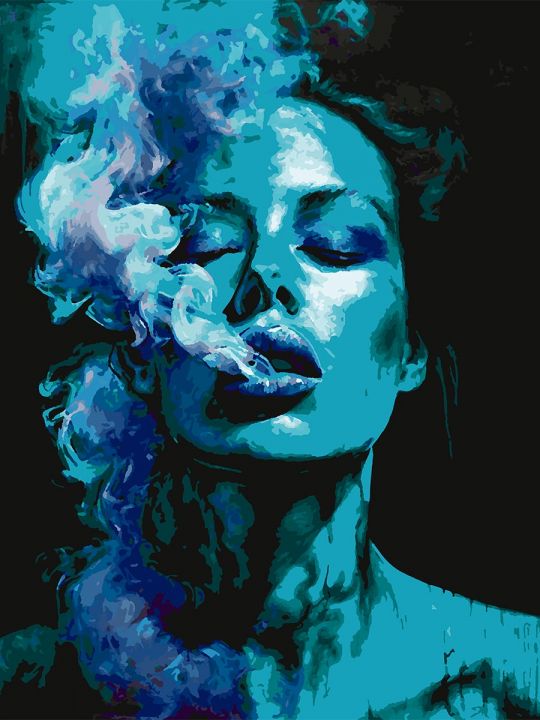 Картина по номерам без подрамника «Девушка и дым» 80x60 см