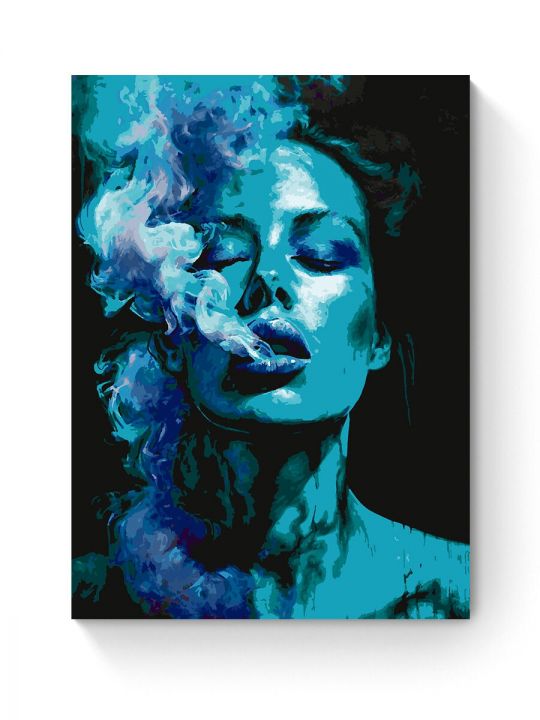 Картина по номерам на подрамнике «Девушка и дым» 90x70 см