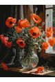 Картина по номерам без подрамника «Маки в вазе» 90x70 см