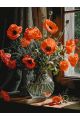 Картина по номерам без подрамника «Маки в вазе» 130x100 см