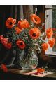 Картина по номерам без подрамника «Маки в вазе» 80x60 см