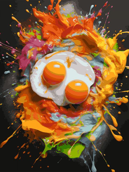 Картина по номерам без подрамника «Яичница» 90x70 см